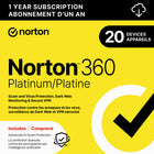 Norton 360 Platinum Antivirus & Internet Security - 20 Devices - 1 Year Subscription [Digital Download]-Valid email address must be provided at checkout