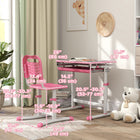 Qaba Height Adjustable Kids Desk & Chair Set with Tiltable Desktop - Pink-Includes drawer, two pen slots, and a hook for organization
