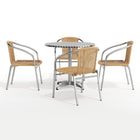 31.5'' Round Aluminum Indoor-Outdoor Table with 4 Beige Rattan Chairs (TLH-ALUM-32RD-020BGECHR4-GG)-6