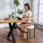 HOMCOM Dining Chairs with Steel Legs for Kitchen - Beige - Set of 4-Non-skid foot caps attached to chair legs prevent ground scratches