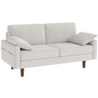 HOMCOM 66.5" Velvet Upholstered 3 Seater Sofa Couch with 2 Pillows - Cream White-Compact design maximizes seating for three without taking up space  