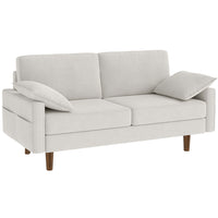 HOMCOM 66.5" Velvet Upholstered 3 Seater Sofa Couch with 2 Pillows - Cream White-Compact design maximizes seating for three without taking up space  
