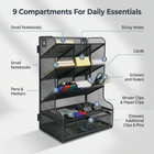 ShoppingAll Mesh Desk Organizer with 9 Compartments-Pull-out drawer for clips, pins, and cards, easy to see and grab