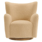 Modway Montrose Wingback Sherpa Swivel Accent Chair - Ivory Walnut-7