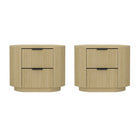 Manhattan Comfort Olivia 26.5" Modern Nightstand 2-Piece Set - Natural Oak/Black-Modern Nightstand for Bedroom and Living Room Use. Set of 2
