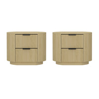 Manhattan Comfort Olivia 26.5" Modern Nightstand 2-Piece Set - Natural Oak/Black-Modern Nightstand for Bedroom and Living Room Use. Set of 2