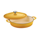 Tramontina Bestow 4 Qt Enameled Cast Iron Braiser with Lid - Sunrise with Stainless Steel Knob-Cast iron construction provides superior heat retention and distribution