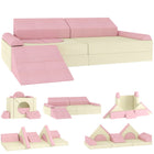 Qaba 12-Piece Modular Kids Play Couch - Child Sectional Sofa - Pink-This 12-piece modular couch, including a slide, inspires endless creative configurations
