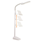 OttLite Dual Shade LED Floor Lamp with Tablet Stand and USB Charging - White-Flexible neck