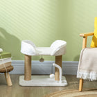 PawHut Cat Tree Tower Condo with Jute Scratching Posts - White-Hanging toy balls for entertainment 