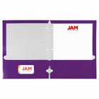 JAM Paper Laminated Glossy 3 Hole Punch Two-Pocket School Folders - Purple - 6 Pack-Size: 9.25 x 11.5 inches l Easily fits 8.5" x 11" documents