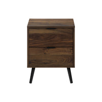 Monarch Specialties 24" 2-Drawer Laminate Accent Table - Walnut-2 spacious storage drawers with handles, this side table helps keep essentials organized and your space clutter-free, all while maintaining an elegant appearance
