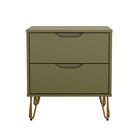 Manhattan Comfort Avira 20" Mid-Century Modern 2-Drawer Nightstand - Olive Green-Clean, modern nightstand with a smooth laminate finish for a warm, natural look