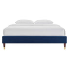 Modway Harlow Performance Velvet Full Platform Bed Frame - Navy-Reinforced Center Beam and Support Legs