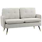 HOMCOM 55" Loveseat Sofa with Tufted Back - Cream White-Two-seater design is excellent for limited spaces yet spacious enough to curl up to read  