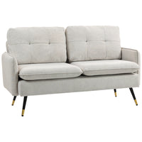 HOMCOM 55" Loveseat Sofa with Tufted Back - Cream White-Two-seater design is excellent for limited spaces yet spacious enough to curl up to read  