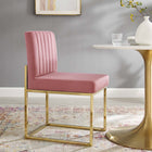 Modway Carriage Channel Tufted Sled Base Performance Velvet Dining Chair - Gold/Dusty Rose-Performance Velvet Polyester Upholstery