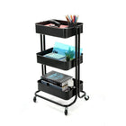Simply 3 Tier Rolling Cart - Black-Utility cart easy for storage and moving