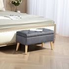 HOMCOM Upholstered Storage Ottoman Bench with Wooden Legs - Charcoal Grey-Comfortable fabric exterior and soft foam creates an optimal seating area  