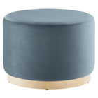 Modway Tilden Large 23" Round Performance Velvet Upholstered Ottoman - Cadet Blue/Natural-Performance Velvet Upholstery
