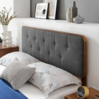 Modway Bridgette Wood Full Platform Bed with Angular Frame - Walnut Charcoal-Wood Slat Support System
