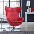 Modway Glove Leather Lounge Chair - Red-Molded Fiberglass Frame