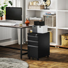 Vinsetto 3-Drawer Steel Letter/A4 Filing Cabinet - Black-Adjustable rail in large drawer for A4, legal, and letter-sized files
