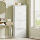 HOMCOM Shoe Cabinet with 4 Flip Drawers & Adjustable Shelves - White-Compact design fits in small spaces