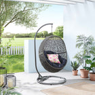 Modway Encase Outdoor Patio Rattan Swing Chair - Grey Navy-Synthetic Rattan Weave
