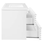 Modway Render 36" Wall-Mount Bathroom Vanity - White-Ceramic Sink Basin