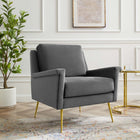 Modway Chesapeake Performance Velvet Armchair - Gold Grey-Performance Velvet Upholstery