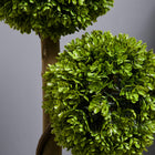 HOMCOM 35" Artificial Boxwood Triple Ball Topiary Tree - Green-Materials: PE, PP, Cement 