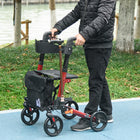 HOMCOM 8'' Wheels Folding Adjustable Rollator Walker with Seat and Bag - Red-Fabric seat with backrest so you can sit comfortably when needed 