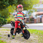 Qaba 12V Aprilia Licensed Battery-Powered Kids Electric Motorcycle - Red-Rear wheel shock absorber smooths out bumpy rides 
