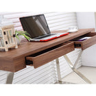 Plata Import Mac Desk Office Desk Writing Desk Wood Veneer With Stainless Steel Legs - Brown-2 Drawer