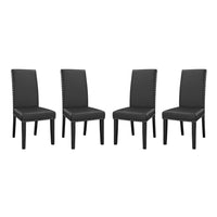 Modway Parcel Vinyl Dining Side Chair - Black - 4 Pack-Simple modern dining chair