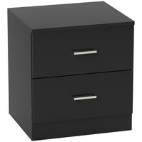 HOMCOM Bedside Table with 2 Drawers - Black-Simple design is versatile and modern. Suitable for many home spaces!