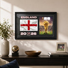 Frameworth Official FIFA World Cup 2026 England Flag & Trophy Framed Print - 15" x 24"-Professionally framed in Canada, printed on high-quality photo paper and finished in a premium black frame with a clear protective front.