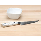 Minimal 4-Pieces Damascus White Stone Steak Knife Set, Service for 4-Ultra-sharp cutting edge of 12° degree each side