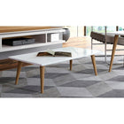 Manhattan Comfort Utopia 11.81" Rectangle Coffee Table, White Gloss and Maple Cream (89452)-Upon Assembly, Measures: 40.15 in. Length, 11.81 in. Height, 20.86 in. Depth.