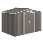 Outsunny Garden Storage Shed with Steel Foundation Kit - 9.1'x 6.4' x 6.3' - Grey-Large inner space for storing tools bicycle, garden tools, lawn care equipment and more 
