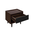 Manhattan Comfort Duane 20.23" Mid-Century Modern Nightstand - Dark Brown/Black-Ribbed Design with Wood Grain Laminate Finish