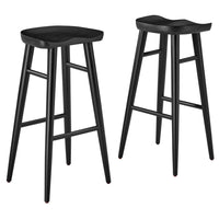 Modway Saville Backless Wood Bar Stools - Black - Set of 2-Solid Mango Wood Bar Stools