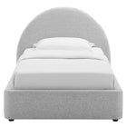 Modway Resort Upholstered Fabric Arched Round Twin Platform Bed - Heathered Weave Light Grey-Wood Slat Support
