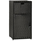 Outsunny Patio Storage Cabinet with Basket Drawer - Dark Brown-Features a drawer with a handle and a large cabinet with a magnetic suction door for convenient storage