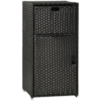 Outsunny Patio Storage Cabinet with Basket Drawer - Dark Brown-Features a drawer with a handle and a large cabinet with a magnetic suction door for convenient storage