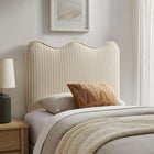 Modway Athena Striped Fabric Upholstered Twin Size Headboard - Oatmeal Stripe-Dense Foam Padding