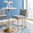 Modway Privy Gold Stainless Steel Upholstered Fabric Counter Stool - Gold/Light Grey-Gold Stainless Steel Geometric Base