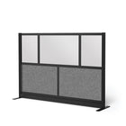 Luxor Modular Wall - 70" W x 48" H - Segmented Black Frame, Frosted Acrylic, Cool Grey PET-Creates semi permanent privacy in shared spaces