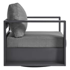 Modway Tahoe Outdoor Powder-Coated Aluminum Swivel Armchair - Grey/Charcoal-360-Degree Swivel Base